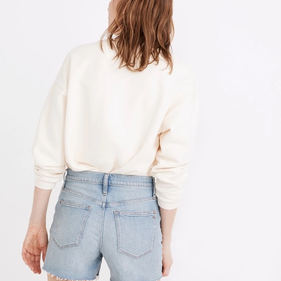 🎆 Madewell High-Rise Denim Shorts Blue Cut Off shorts 27 4 Stretch Raw hem Jean - Picture 3 of 12